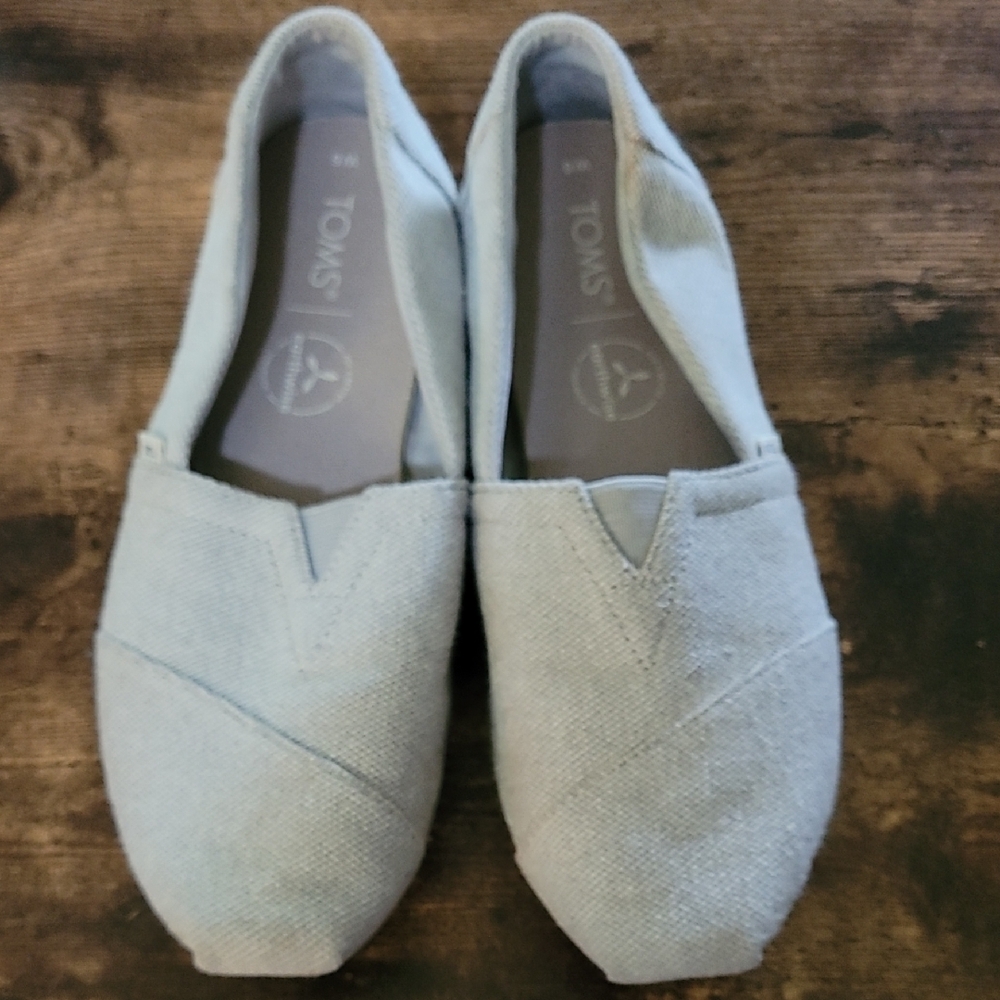 TOMS Light Blue Canvas Slip-Ons